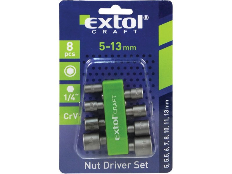 Gola hlavice ořech s trnem 5-13mm 8ks  EXTOL KUTIL Sklad7 8110213.00
