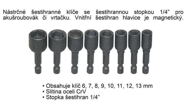 Gola hlavice ořech s trnem 6-13mm 8ks  STAHLBERG KUTIL Sklad7 8018618.00