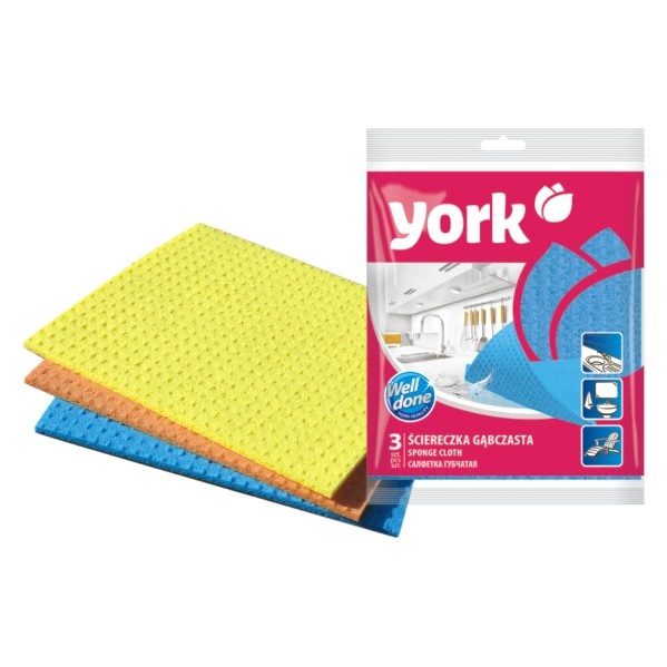 Utěrka houbová 3ks 17,5x15,5x0,5cm  YORK KUTIL Sklad7 524010.00