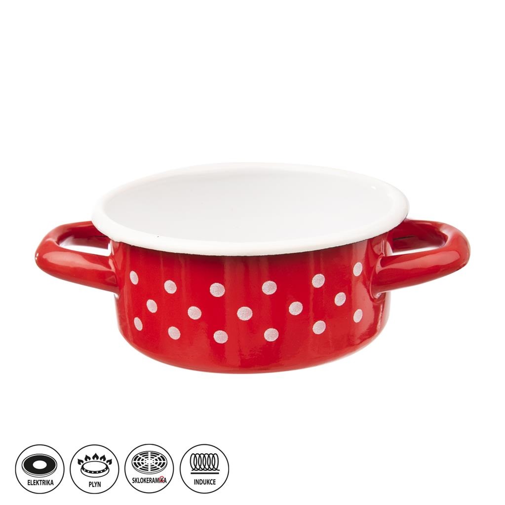 Kastrol smalt ¤12 x 6cm 0,6L červený  TEČKA KUTIL Sklad7 2613154.00