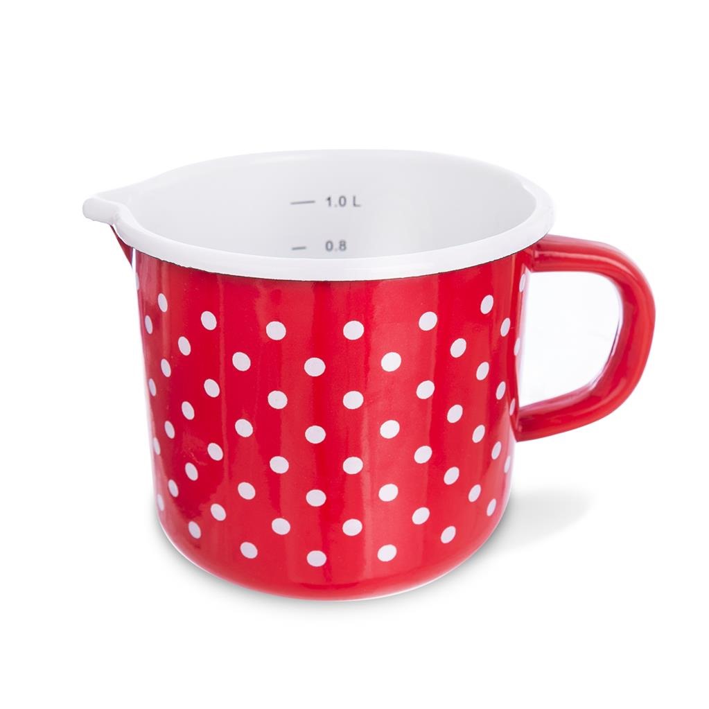 Hrnček smalt 1200ml ¤12cm s výlevkou, odmerka BODKA