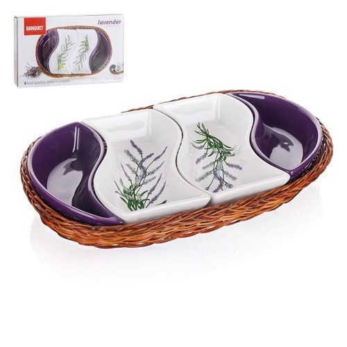 Misky keramika 4ks v koši ovál  LAVENDER KUTIL Sklad7 4711656.00