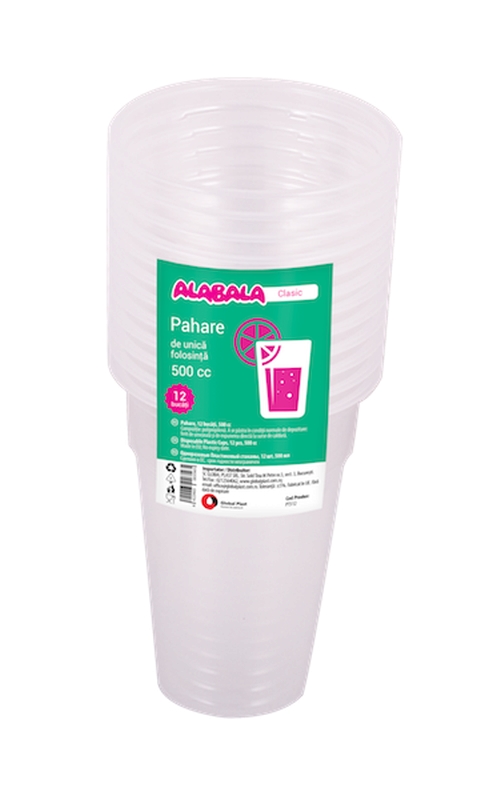 Kelímek PH 0,5L jednorázový čirý 12ks ALABALA KUTIL Sklad7 610208.00