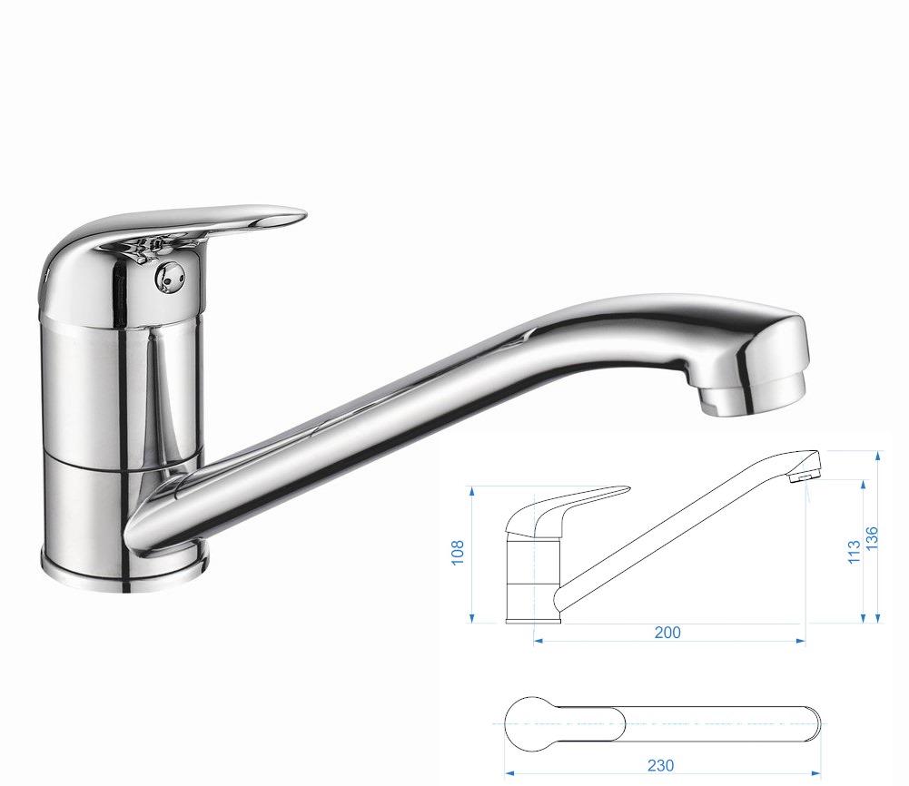 Baterie stojánková dřezová 200mm  PLUTO KUTIL Sklad7 8193113.00