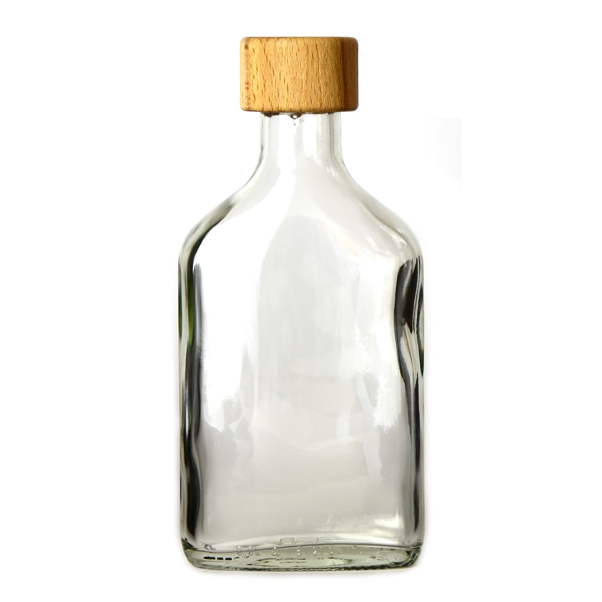Láhev sklo  200ml PLACKA FLASK čirá s dřevěným víčkem KUTIL Sklad7 5926612.00
