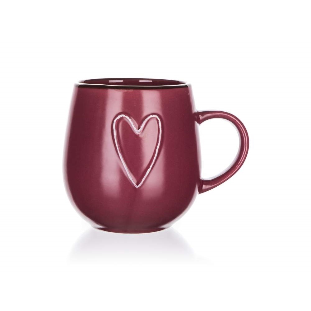 Hrnek keramika 500ml  HEART bordó