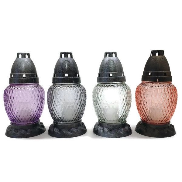 Hřbitovní sklo 17cm svíčka vklad 30g  LA-351, mix barev KUTIL Sklad7 2200171.00