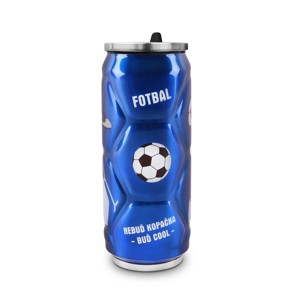 Termoska nerez 0,5 L plechovka FUTBAL modrá