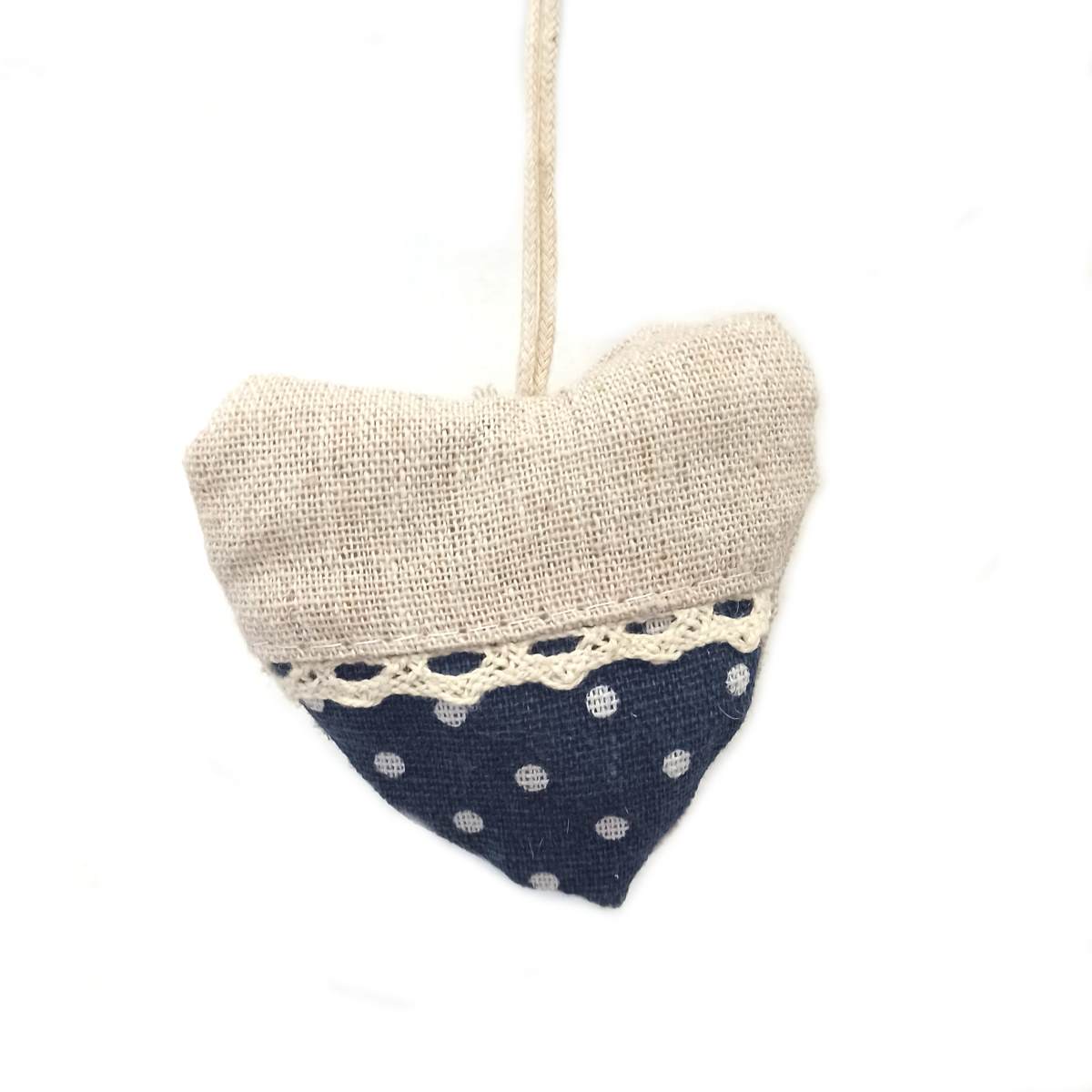 Dekorace srdce textilní 8x7cm  HEART DOTS modré KUTIL Sklad7 4763920.00