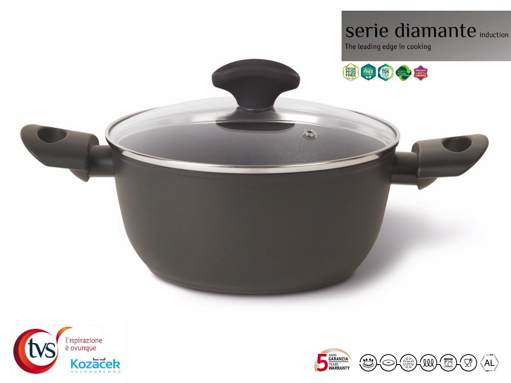 Hrnec nepřilnavý ¤20cm 2,8L s poklicí  DIAMANTE PRO indukce KUTIL Sklad7 712310.00
