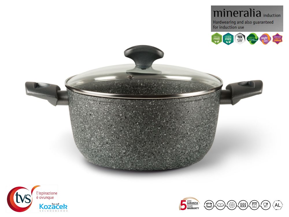 Hrnec nepřilnavý ¤24cm 3,5L s poklicí  MINERALIA indukce KUTIL Sklad7 713666.00