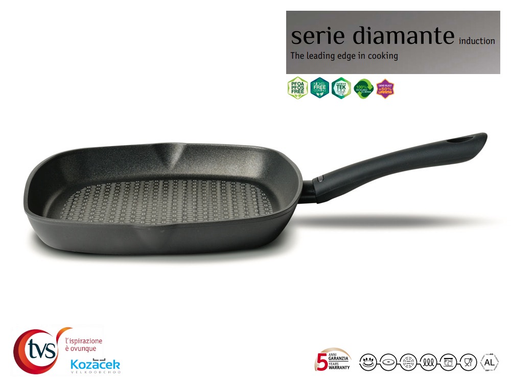 Pánev grilovací nepřilnavá 28x28cm  DIAMANTE PRO indukce KUTIL Sklad7 712808.00