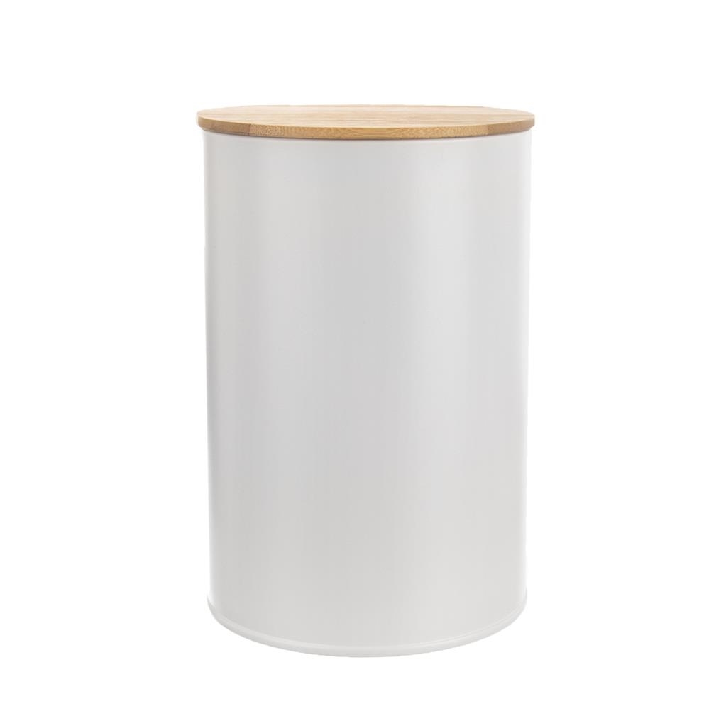 Dóza plech/bambus bílá ¤11cm  ORION