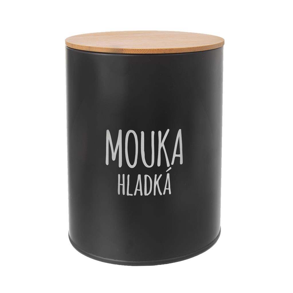 Dóza plech/bambus černá mouka hladká ¤13cm ORION