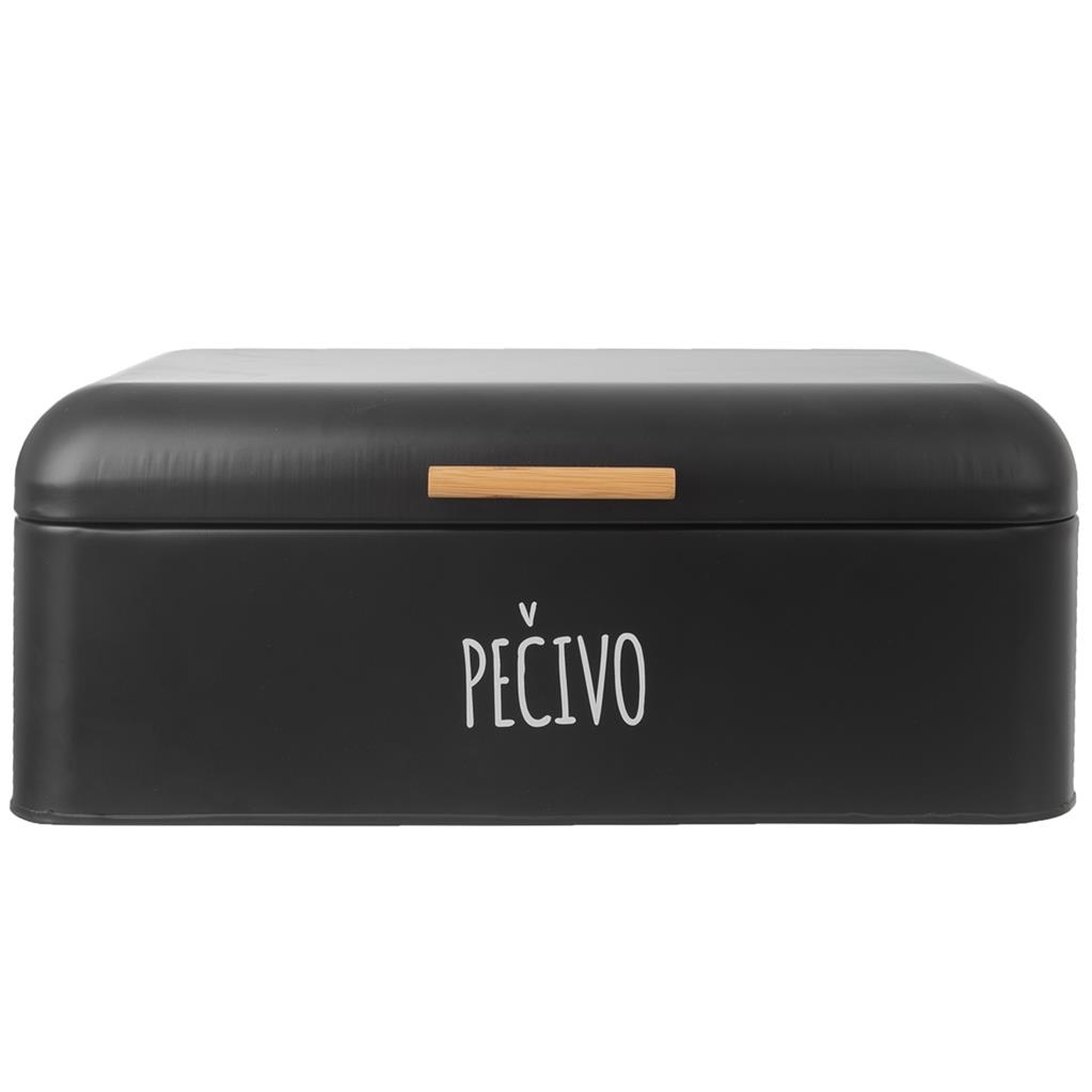 Chlebovka plech/bambus 42x25x17cm BLACK