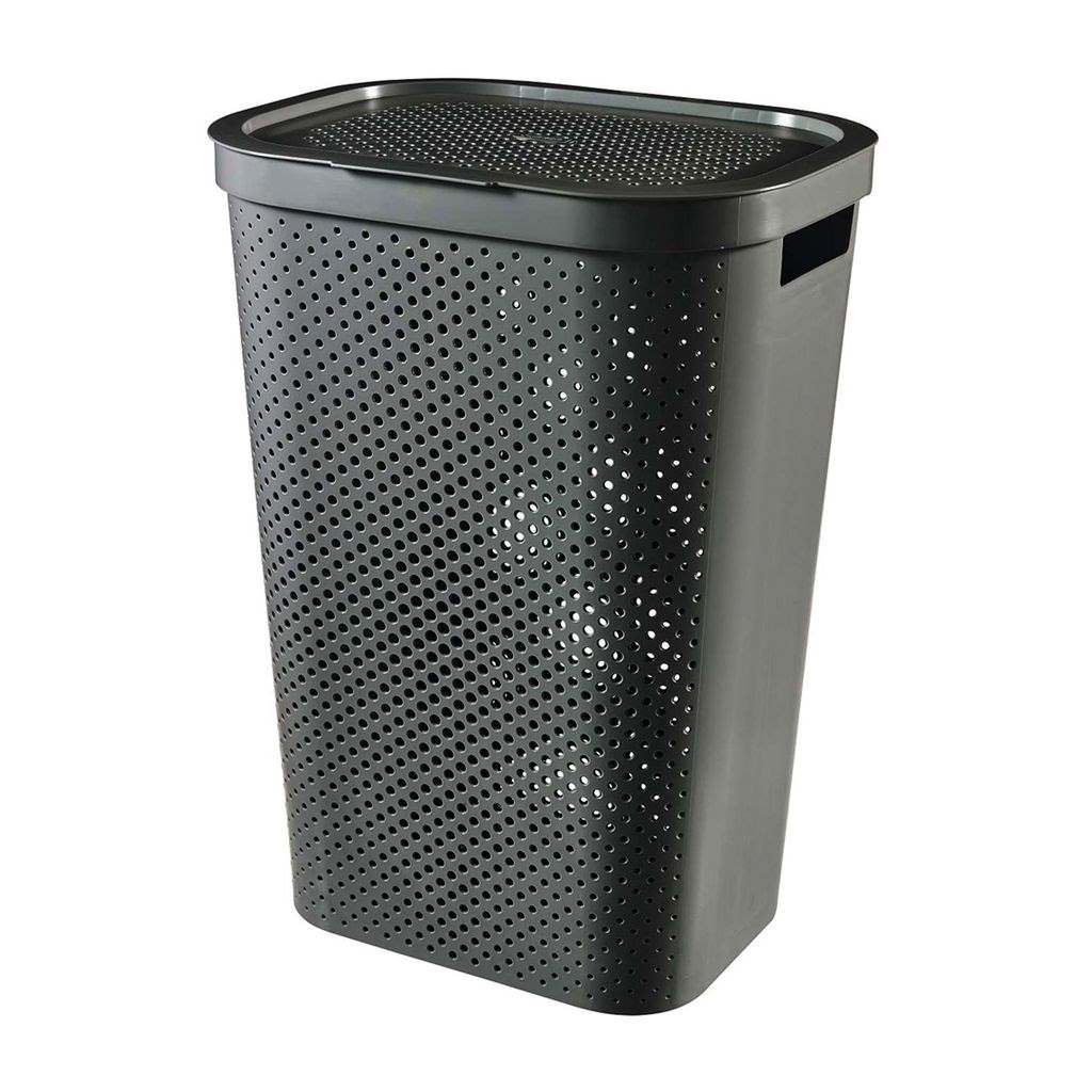 Koš špinavé prádlo 60L  INFINITY DOTS tmavě šedá KUTIL Sklad7 9604754.10 3253924754161