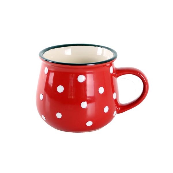 Hrnek keramika 370ml  PUNTÍKY červený KUTIL Sklad7 9692038.00