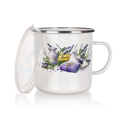Hrnek smalt 700ml LEVANDULE s plast víčkem  BANQUET KUTIL Sklad7 4703660.00
