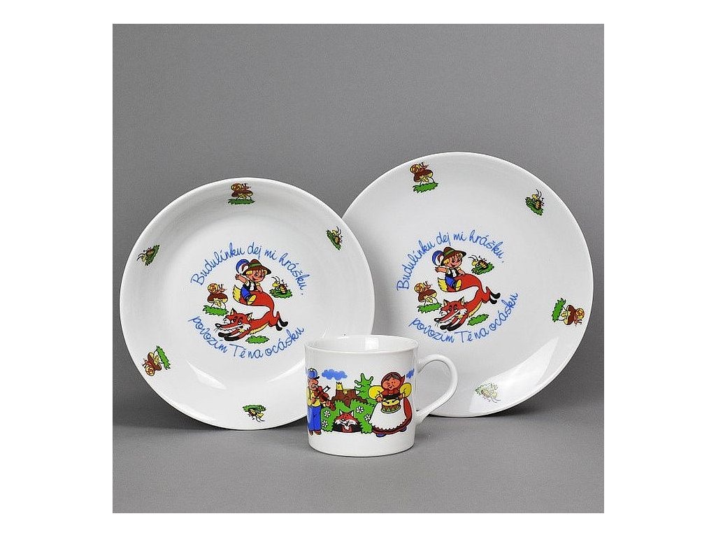 Dětská jídelní sada 3 dílná porcelán BUDULÍNEK KUTIL Sklad7 4471010.50