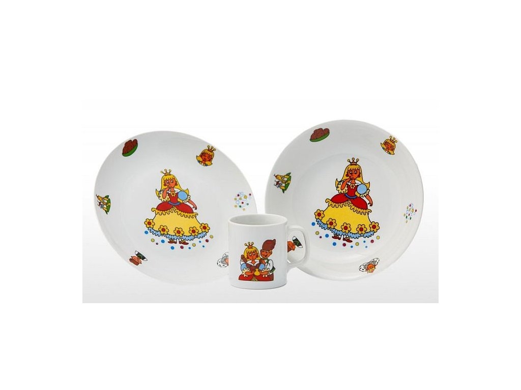 Dětská jídelní sada 3 dílná porcelán PRINCEZNA KUTIL Sklad7 4471010.20