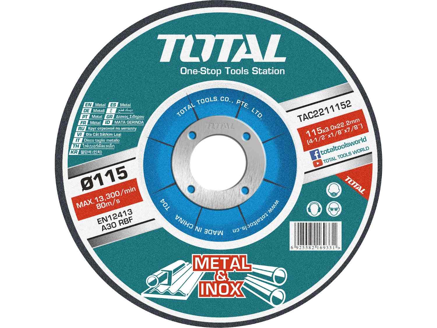 Kotouč řezný FE/INOX 115x1,2x22mm sada 10ks  TOTAL KUTIL Sklad7 8111155.00