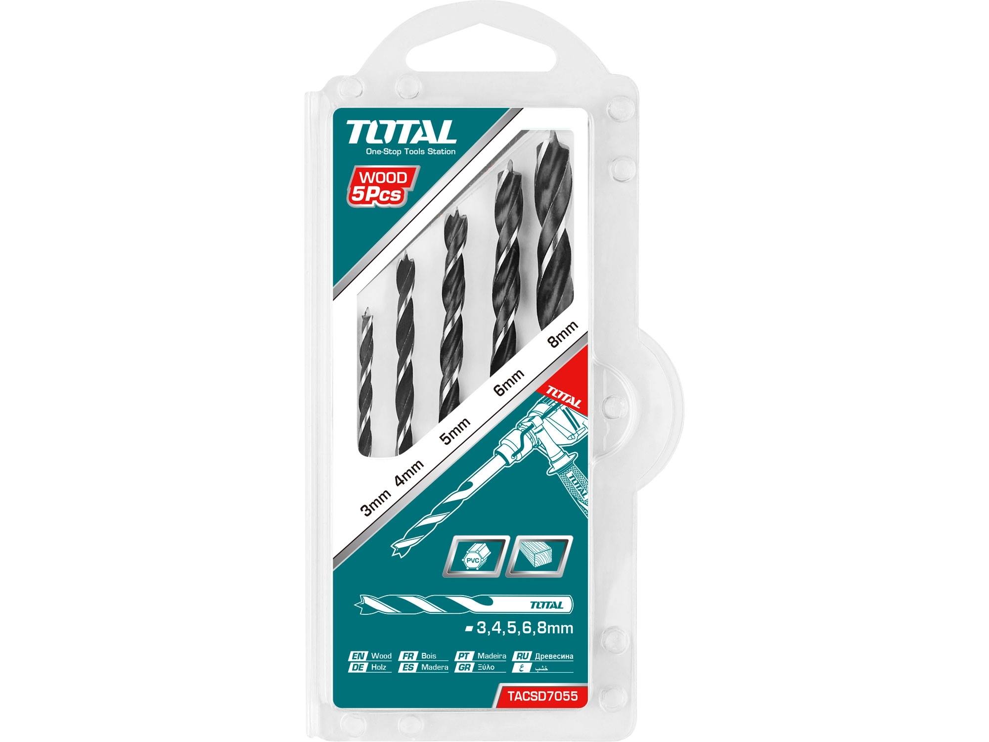 Vrtáky dřeva ¤3-8mm 5ks  TOTAL KUTIL Sklad7 8170550.00