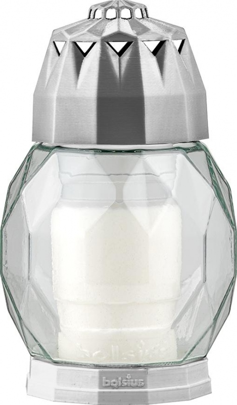 Hřbitovní sklo 18cm svíčka vklad  DIAMOND 2D stříbrná KUTIL Sklad7 8772266.00