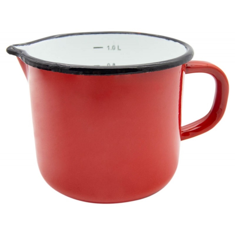 Hrnek smalt 1800ml ¤14cm s výlevkou, odměrka PIROS, mix barev