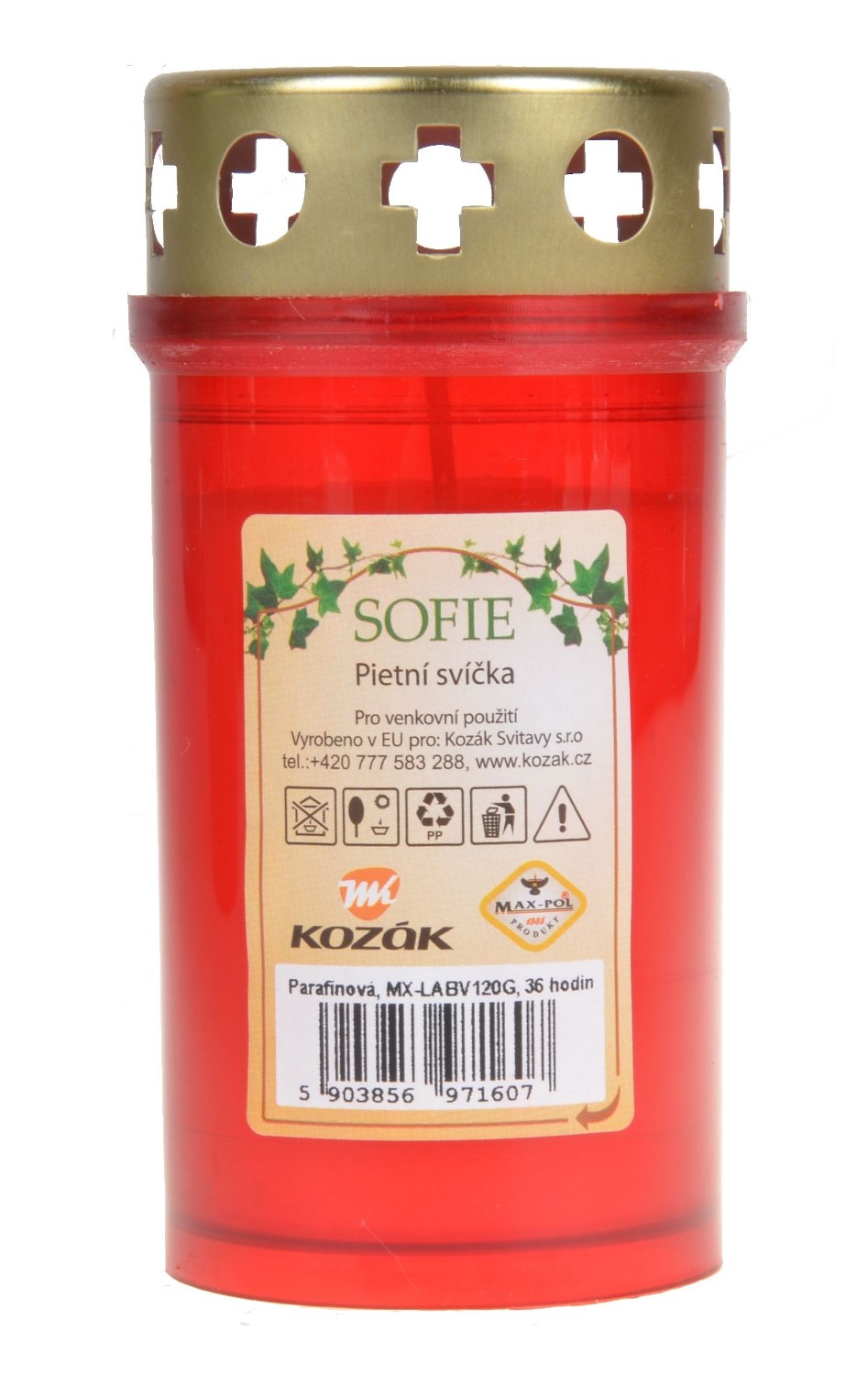 Svíčka parafín 115g červená s víčkem KUTIL Sklad7 2215633.00