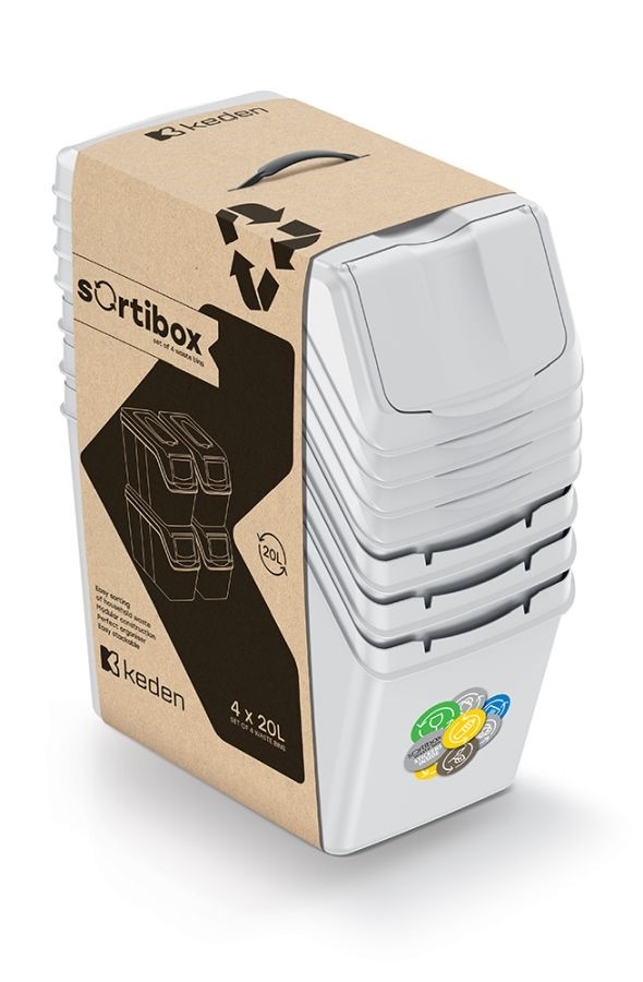 Koš odpadkový tříděný odpad 4x20L  SORTIBOX popelavě šedá KUTIL Sklad7 2274981.00