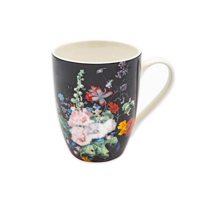 Hrnek porcelán 340ml  KVĚT černá KUTIL Sklad7 438976.00