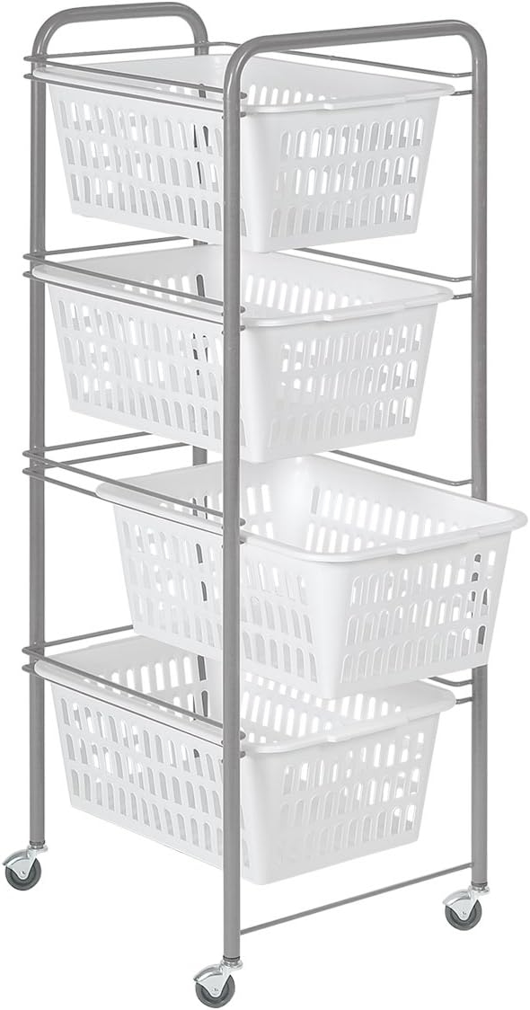 Regál drát 4 koše SIENA 32x38x86cm na kolečkách KUTIL Sklad7 9321254.00