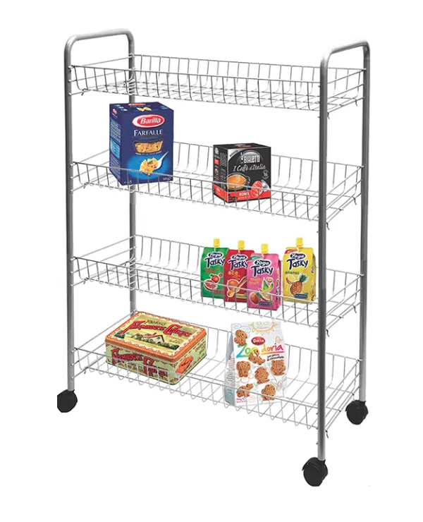 Regál drát 4 koše 59x26x78cm kolečka  BIG STORE 4 KUTIL Sklad7 9313020.10