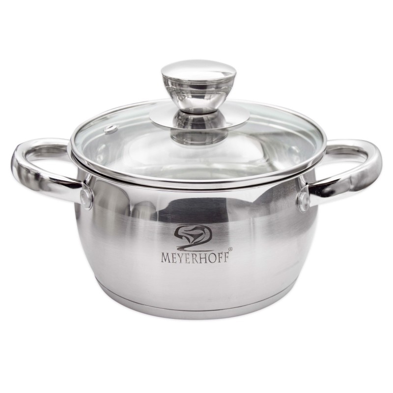 Hrnec nerez ¤16x10cm 1,8L MEYERHOFF T2 sklo poklice KUTIL Sklad7 440789.00