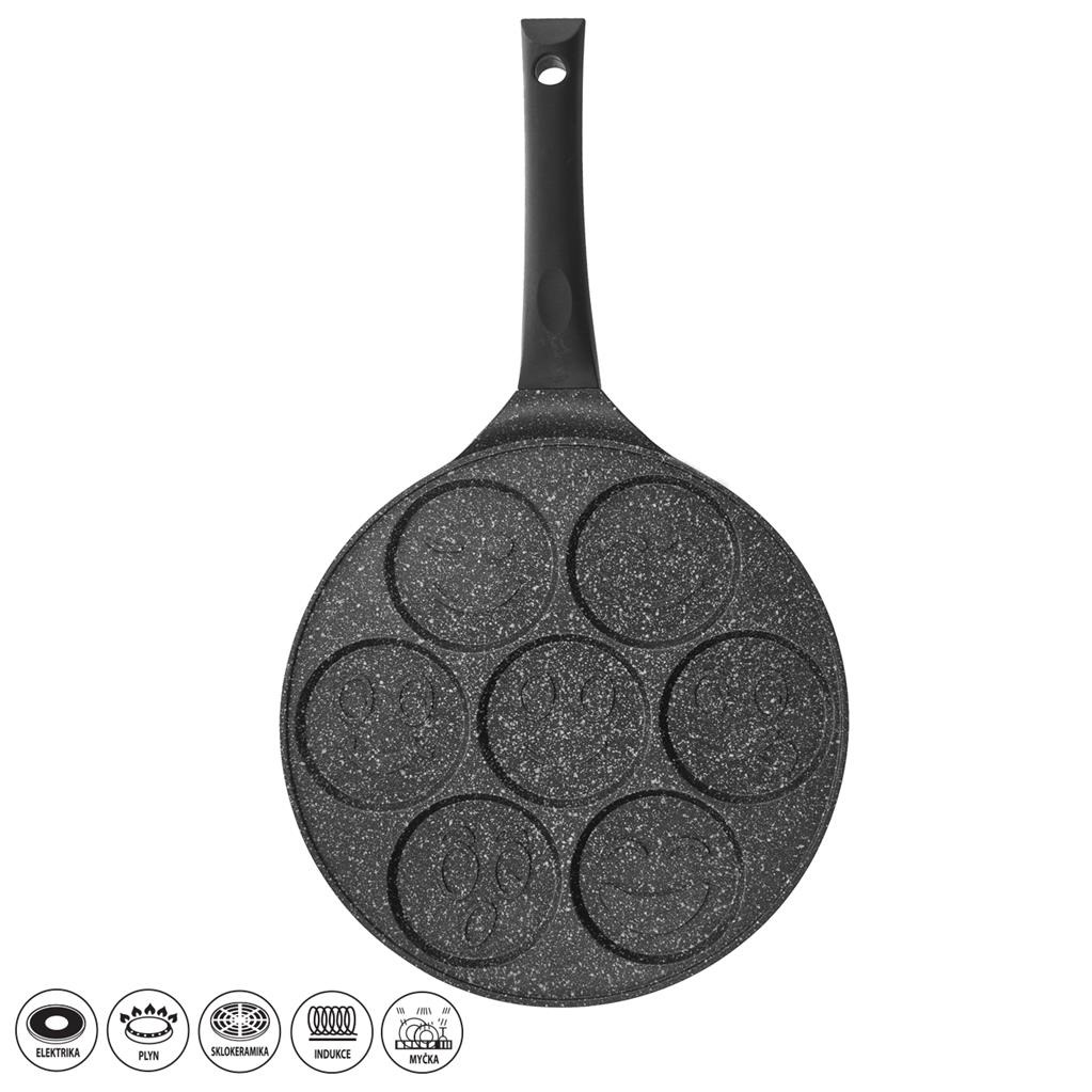 Pánev na lívance granit ¤26cm 7x smajlík  MEYERHOFF vč. indukce KUTIL Sklad7 442911.00