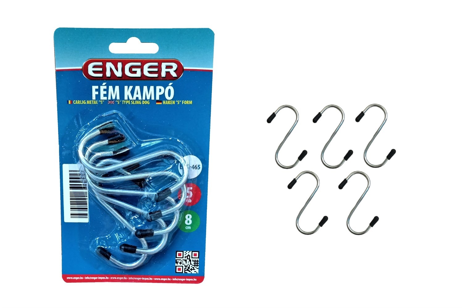 Háček S chrom 8cm 5ks ENGER