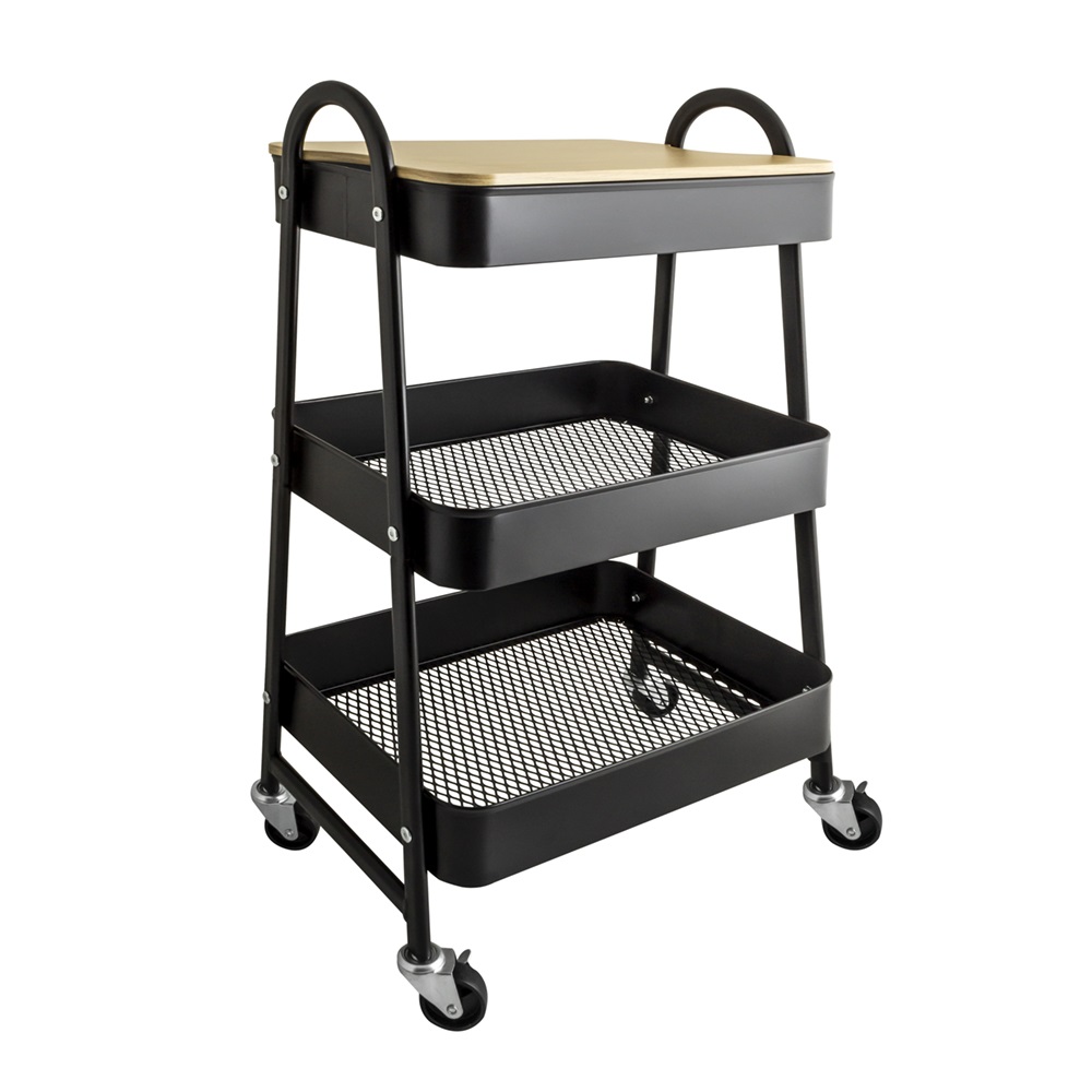 Regál 3patra BLACK SERIE 1822 45,5x30,5x78,5cm na kolečkách KUTIL Sklad7 451749.00