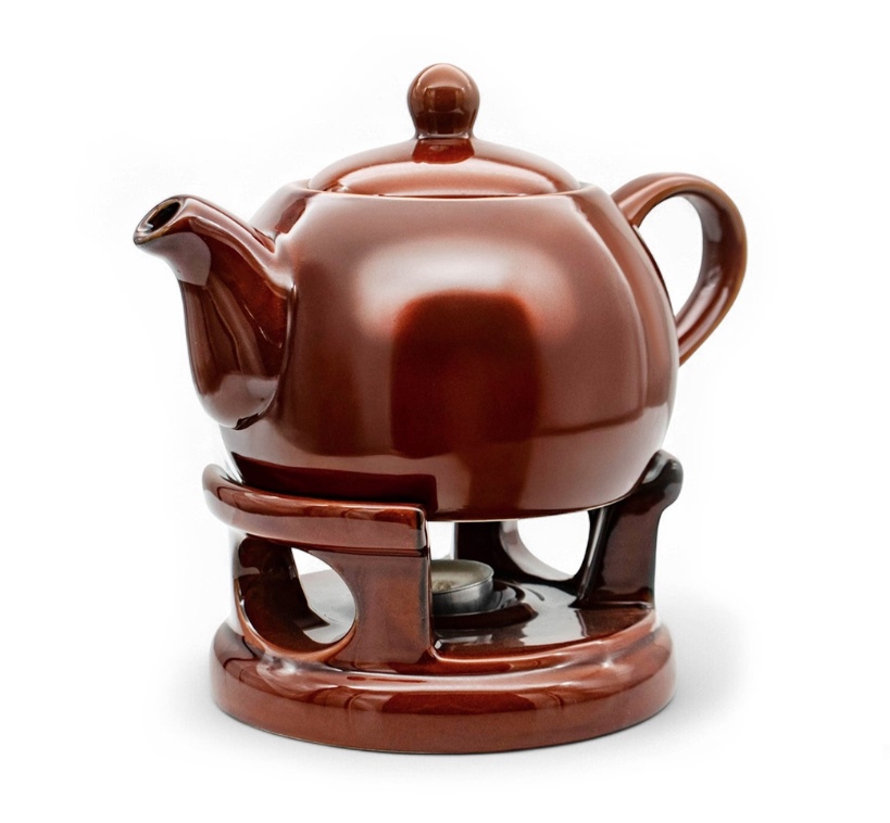 Konvice porcelán 1000ml s ohřívačem BELLA hnědá