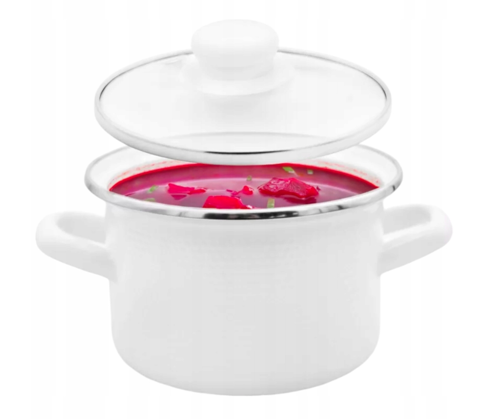 Hrnec smalt ¤14cm 1,5L s poklicí  3D bílá KUTIL Sklad7 436044.00