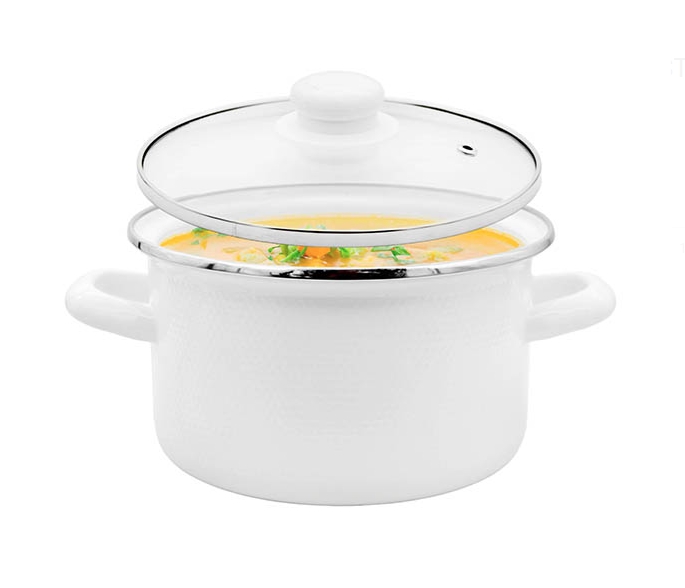 Hrnec smalt ¤18cm 3L s poklicí  3D bílá KUTIL Sklad7 436046.00