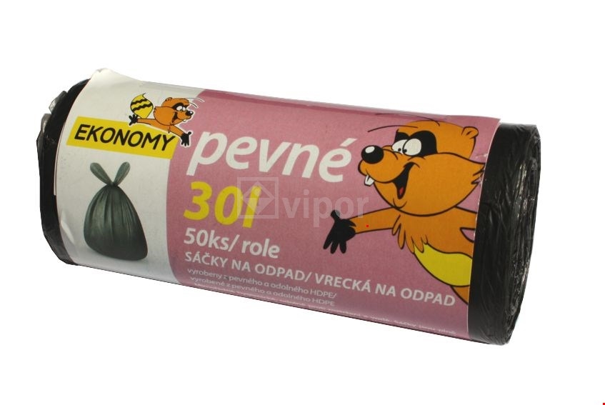Pytle na odpad 30L/50ks, 50x60cm, 10µm, černá