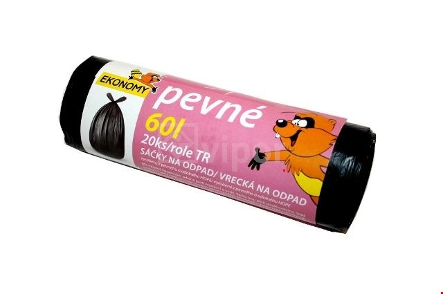 Pytle na odpad 60L/20ks, 60x70cm, 10µm, EKO HDPE černá