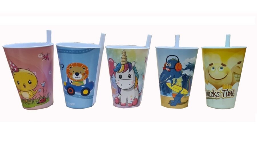 Kelímek PH 500ml s brčkem  TUFFEX, mix dekorů KUTIL Sklad7 605128.00