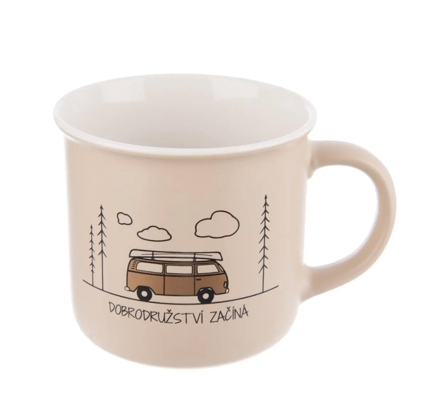 Hrnek porcelán 400ml  CESTOVÁNÍ béžový KUTIL Sklad7 2632201.00
