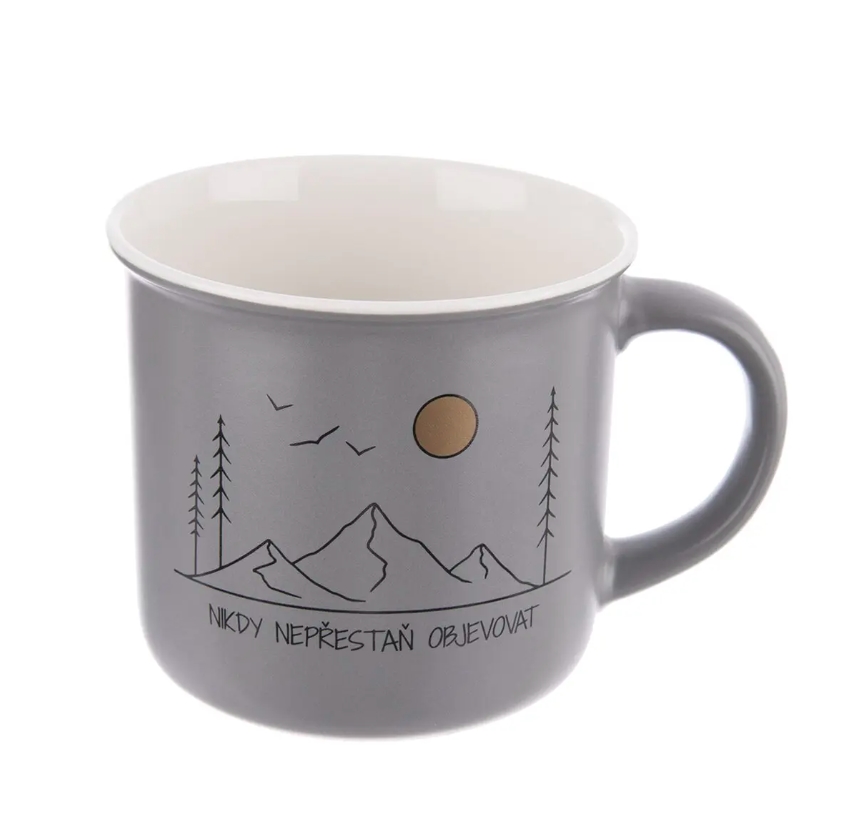 Hrnek porcelán 400ml  CESTOVÁNÍ šedý KUTIL Sklad7 2632202.00