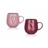 Hrnek keramika 500ml  HEART růžová/bordó