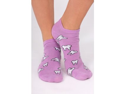 Kotníkové ponožky fialové - motiv ZUBY