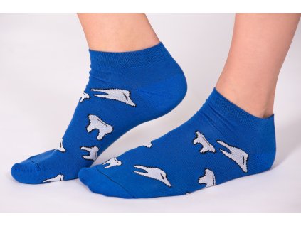 Kotníkové ponožky tmavě modré - motiv ZUBY