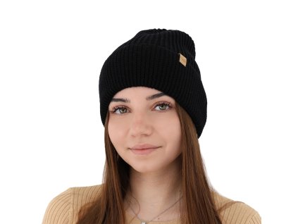 slo pm Damska zimni cepice cerna 100 extra fine merino vlnena Isla 11288 7