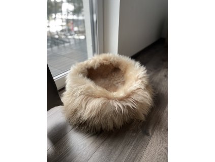 Legowisko z owczej skóry 60 cm, beżowy